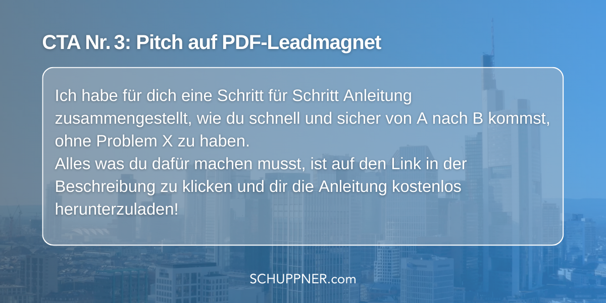 Call to Action Nr 3 - Pitch auf PDF-Leadmagnet