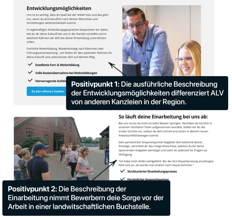 Auszug aus der Karriereseite der ALV.