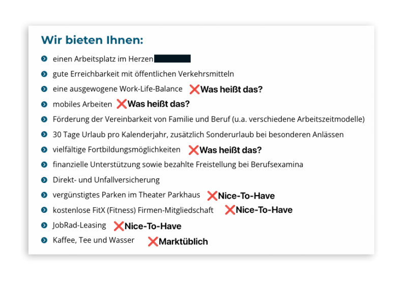 Negativbeispiel: Karriereseiten Benefits