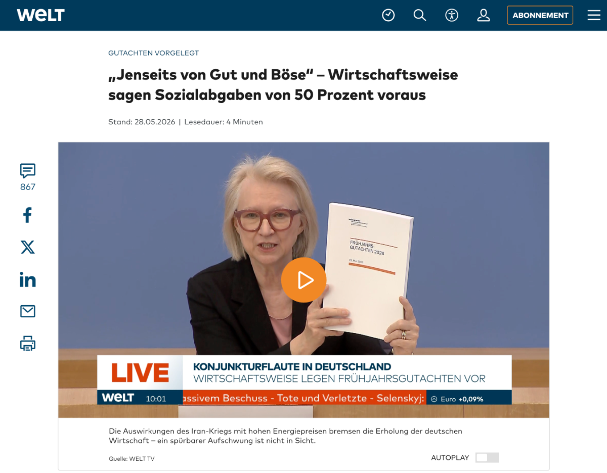 Präsentation des Frühjahrsgutachtens 2026: „Jenseits von Gut und Böse“