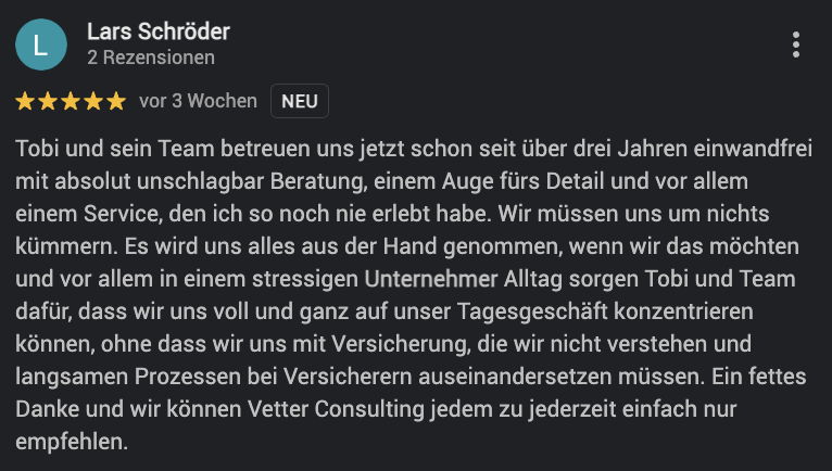 Kundenbewertung Lars Schröder