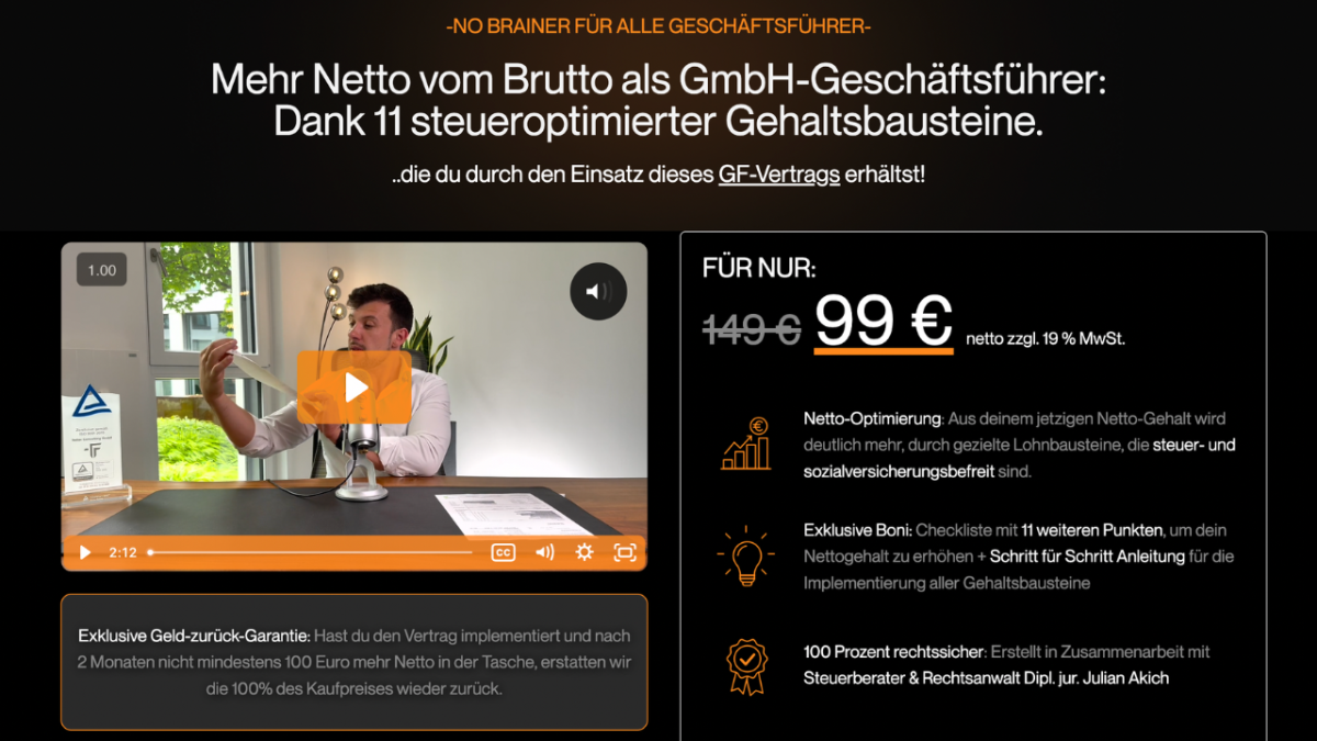 Abbildung der Downloadseite des Geschäftsführervertrages