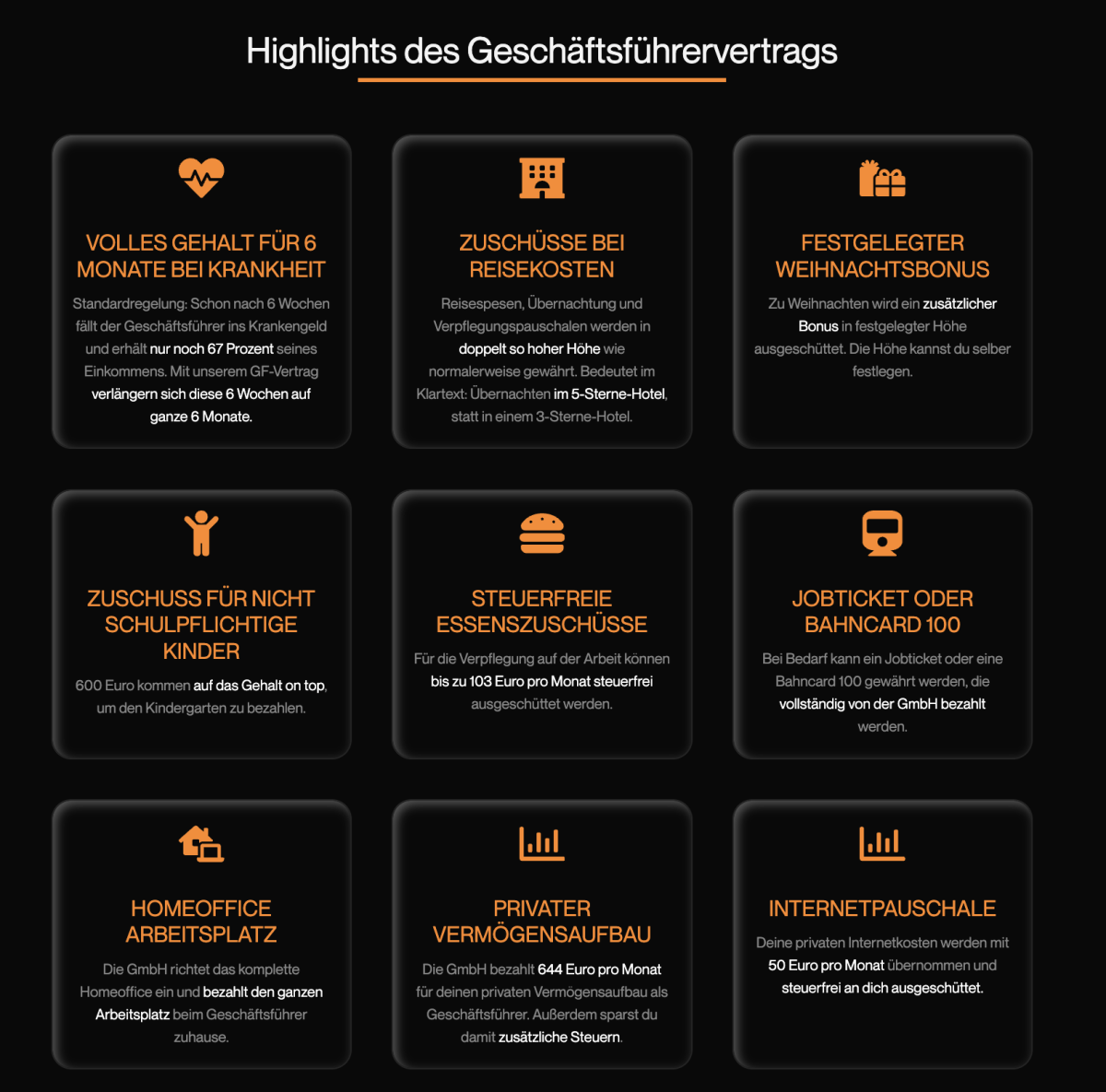 Highlights des Geschäftsführervertrages