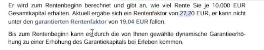 Auszug aus realem Angebot