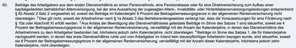 Originalauszug aus dem §3 Nr. 63 EStG