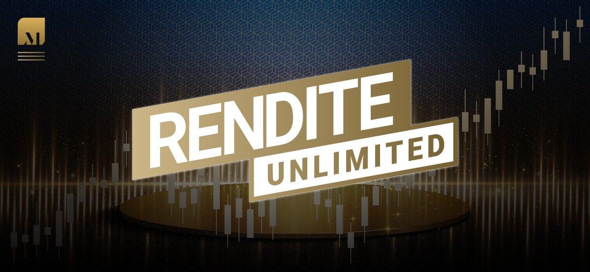 Grafik mit dem Titel Rendite unlimited und aufsteigender Trendlinie.