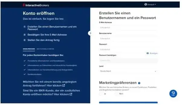 Die Anmelde-Webseite von Interactive Brokers wirkt, wie der gesamte Auftritt, überladen und verwirrend.