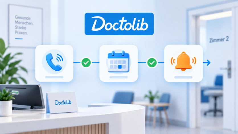 Darstellung des Doctolib-Systems zur Terminverwaltung in einer Praxis.