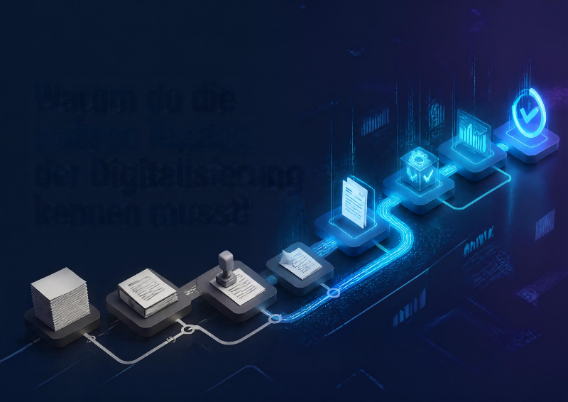 Visualisierung der Schritte und Kosten der Digitalisierung im Prozess.