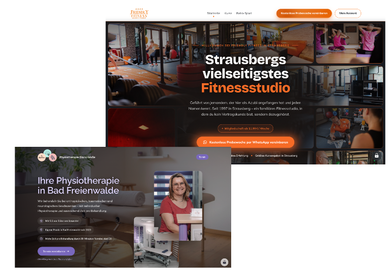 Moderne Website für ein Fitnessstudio und Physiotherapie in Bad Freienwalde.
