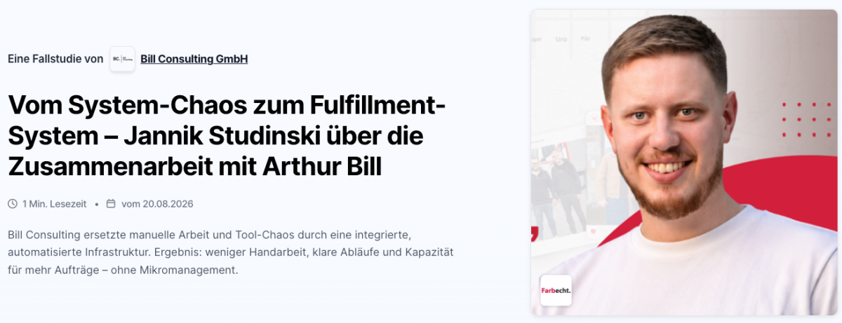 Jannik Studinski spricht über Fulfillment-System und Zusammenarbeit mit Arthur Bill.