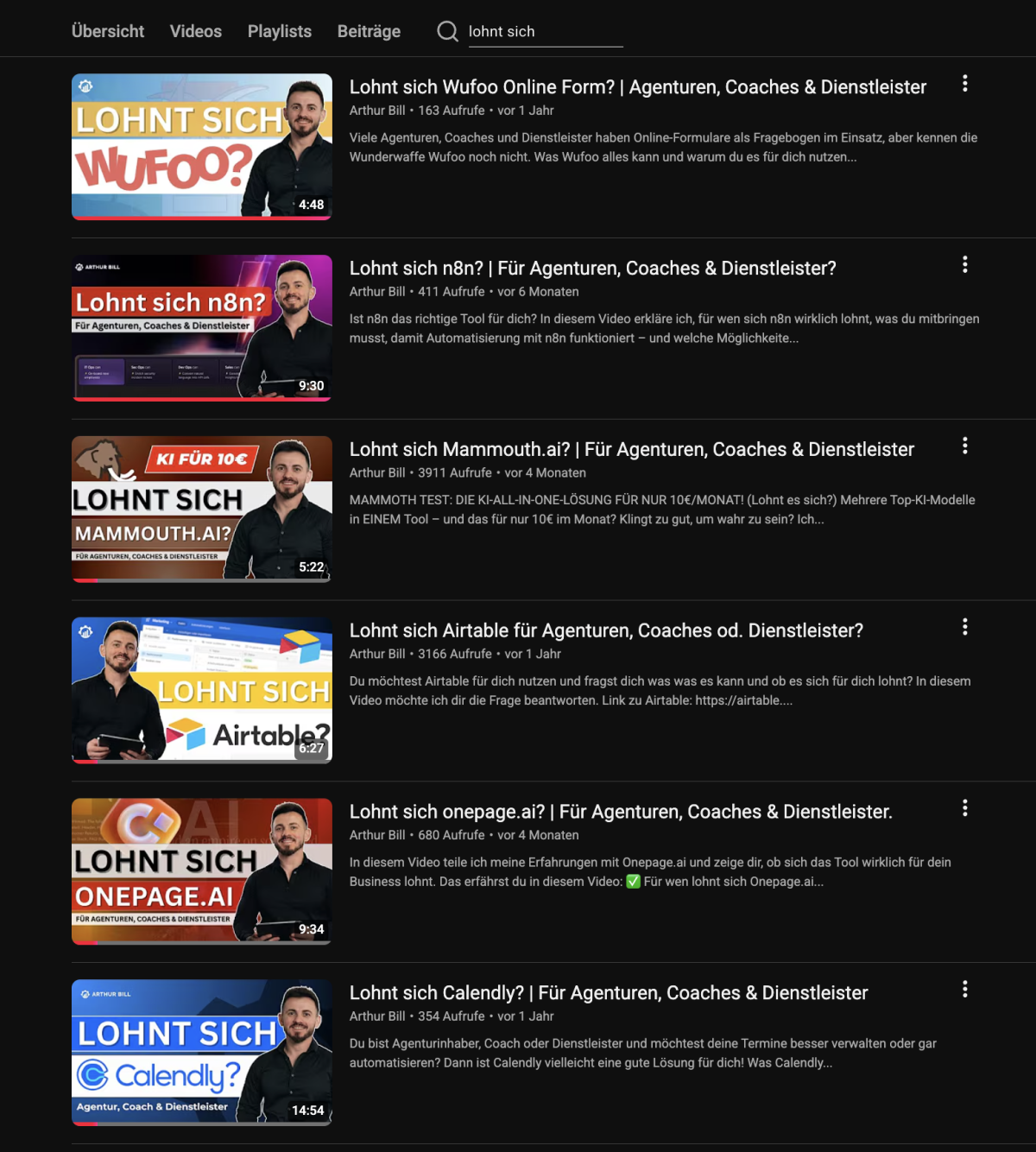 Dir gefällt mein Content? Auf YouTube testen wir einige Tools und geben unser Feedback. Schau gerne vorbei.
