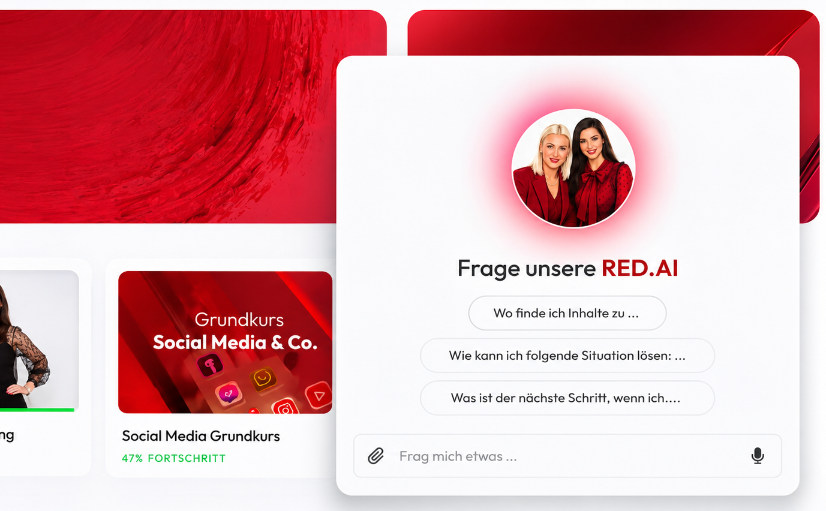 Screenshot der RED.AI Oberfläche von Beauty Business Consulting mit Fragen und Informationen.