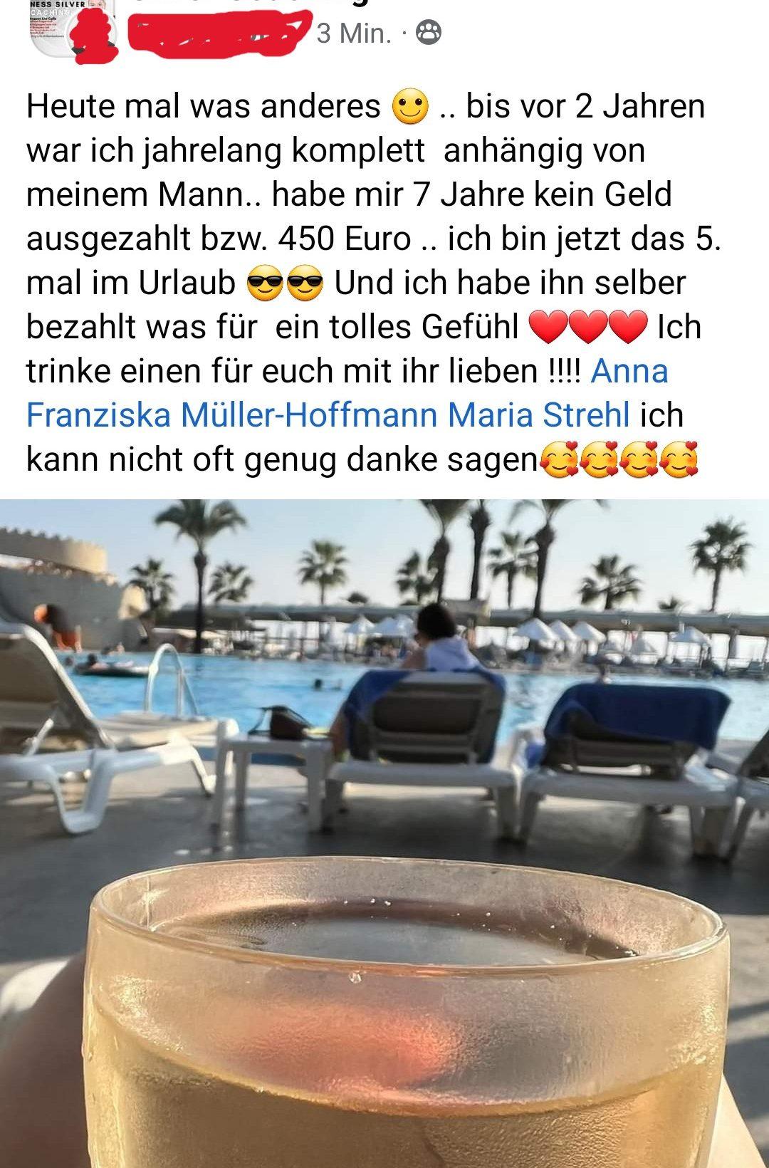 Screenshot einer Kundin mit Kosmetikstudio - endlich finanzielle frei leben und Urlaub machen - Testbericht Beauty Business Consulting