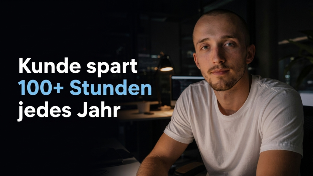 Mann spricht über Digitalisierung im Büro und spart 100 Stunden jährlich.
