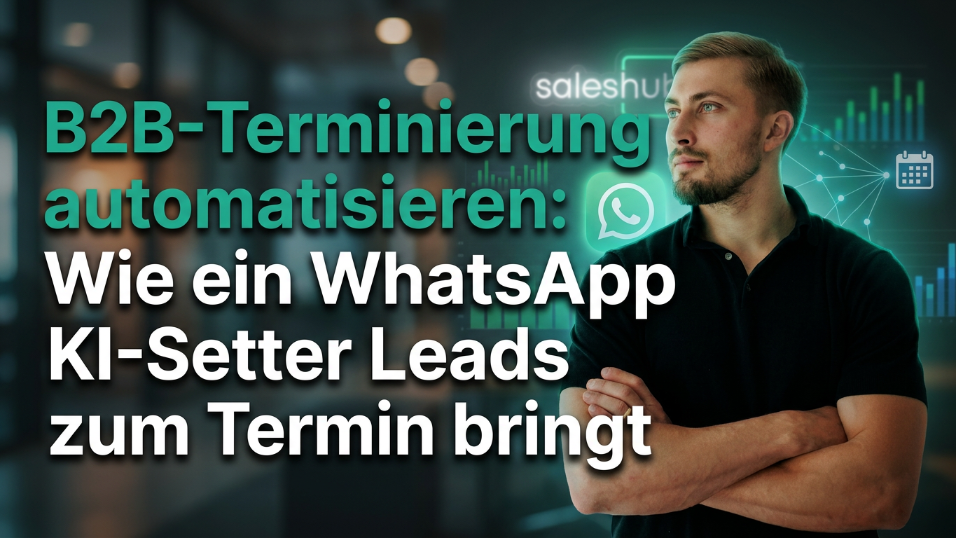 Der B2B-Terminierungsexperte denkt über die Automatisierung nach, während er vor einem modernen Hintergrund steht.