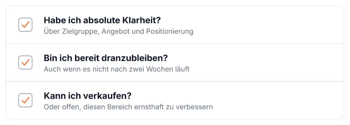 Checkliste für LinkedIn Erfolg mit drei entscheidenden Faktoren.