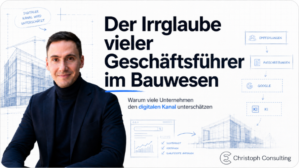Ein Geschäftsmann erklärt den Irrglauben vieler Geschäftsführer im Bauwesen über digitale Kanäle.
