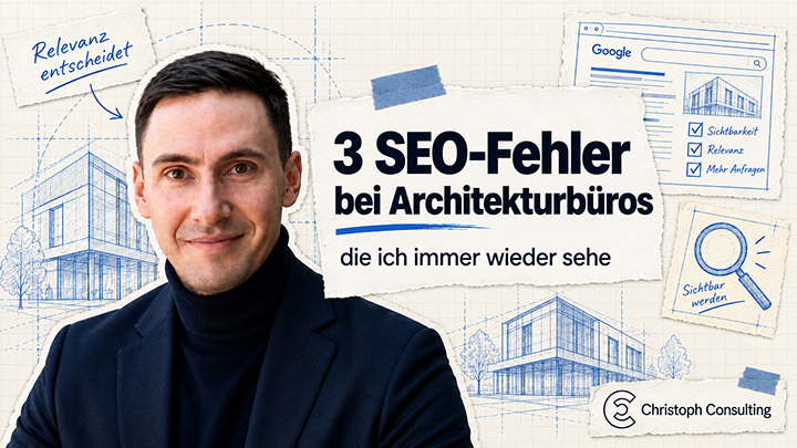 Ein Mann spricht über 3 SEO-Fehler bei Architekturbüros.