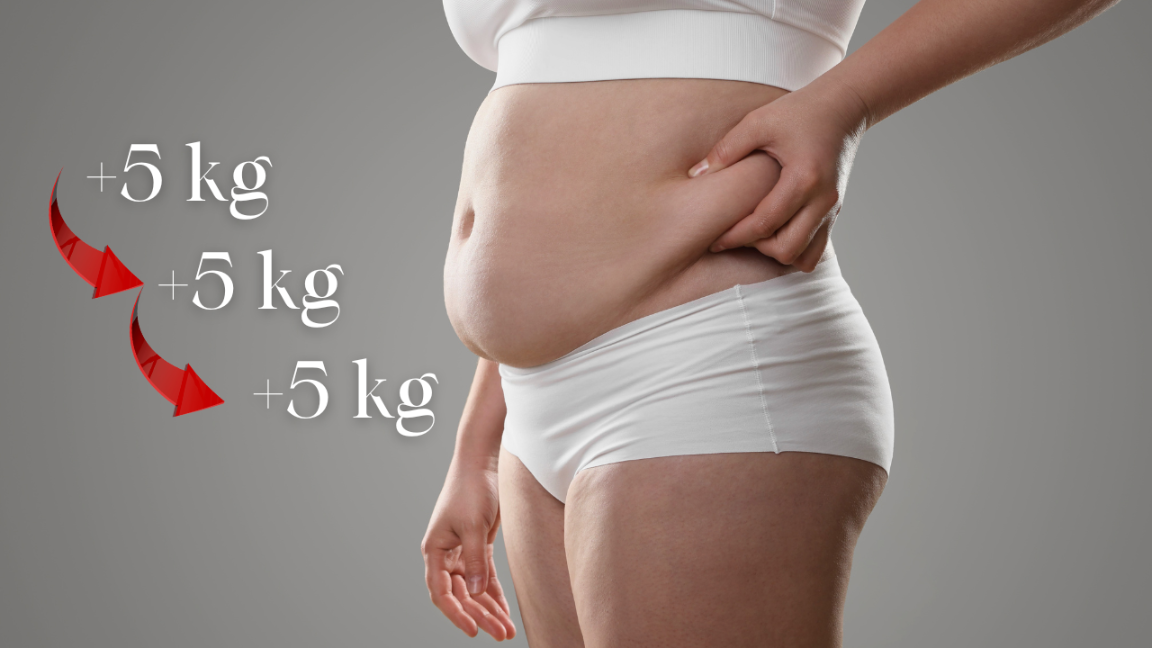 Mit jeder Schwangerschaft kamen 5 Kilo mehr dazu.