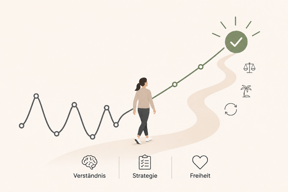 Illustration einer Person, die den Weg der Gewichtsschwankungen versteht.