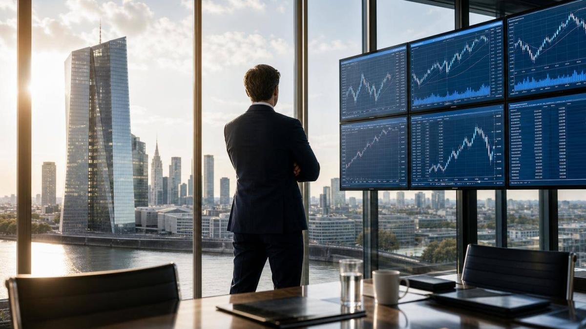 Ein Broker schaut auf die Aktienmärkte in Deutschland und analysiert Chancen beim Investieren.