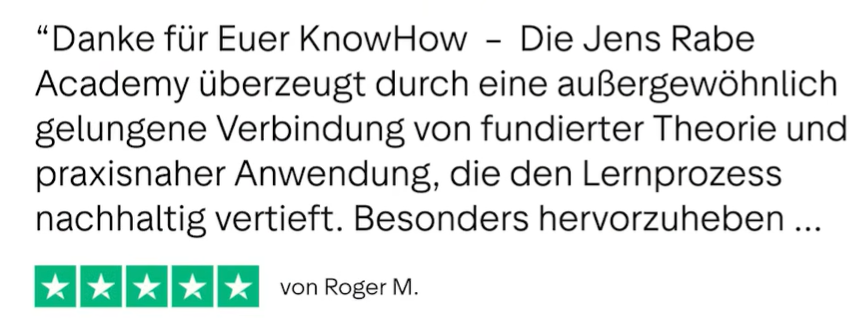 Bewertung zur Jens Rabe Academy von Roger M. über das KnowHow.