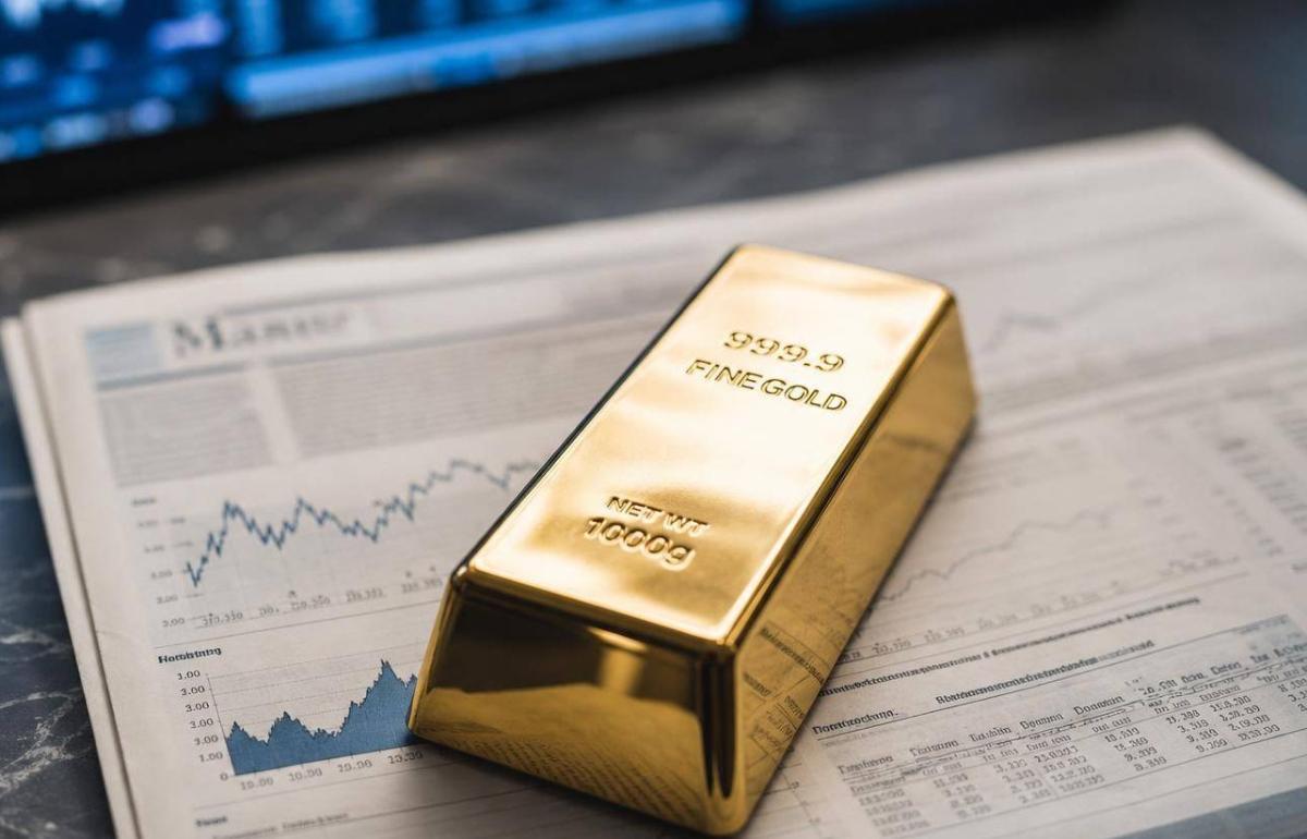 Ein Goldbarren auf einem Bericht, der Gold als Cashflow-Quelle zeigt.