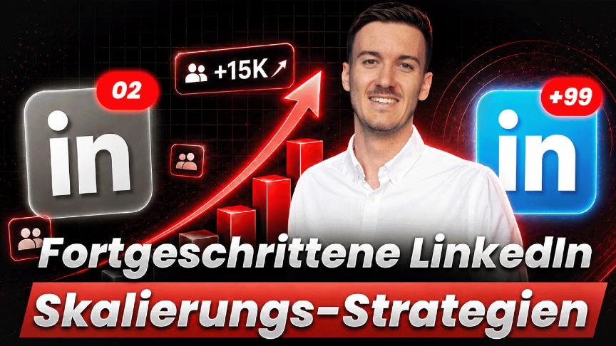 Grafik mit LinkedIn-Logo und Diagramm, das die LinkedIn Skalierungs-Strategien zeigt.