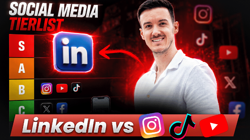 Social Media Tierlist mit LinkedIn, TikTok und Instagram im Fokus.