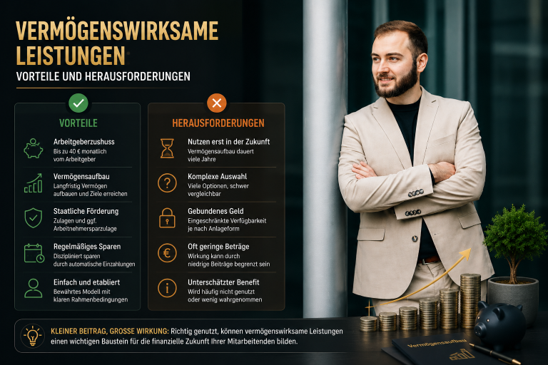 Vorteile und Herausforderungen von&nbsp;vermögenswirksamen Leistungen