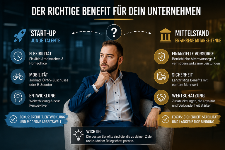 Visualisierung der richtigen Mitarbeiterbenefits für Unternehmen.