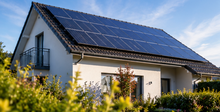 Photovoltaikanlage auf Einfamilienhaus in Asbach mit optimaler Südausrichtung.