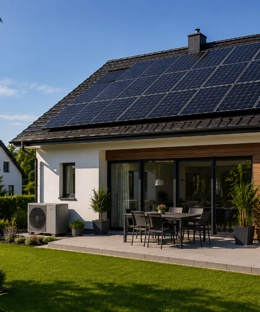 Modernes Einfamilienhaus mit Photovoltaikanlage und Garten in Hennef.