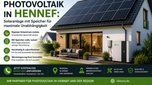 Modernes Einfamilienhaus mit Photovoltaikanlage und Batteriespeicher in Hennef. 