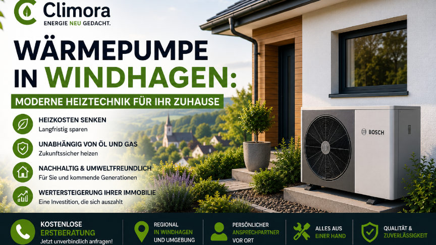 Moderne Wärmepumpe in Windhagen zeigt effiziente Heizungslösung.