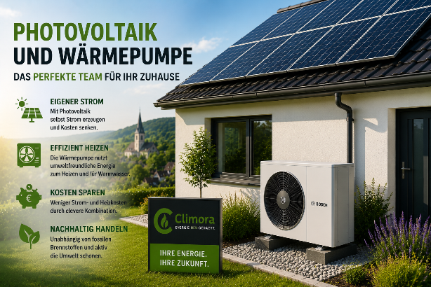 Photovoltaik und Wärmepumpe als effizientes Energiekonzept für Hausbesitzer in Winterscheid.