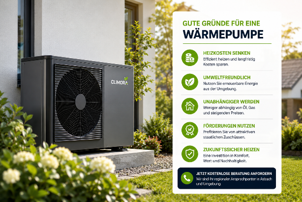 Climora installiert moderne Wärmepumpen für Hausbesitzer in Asbach.