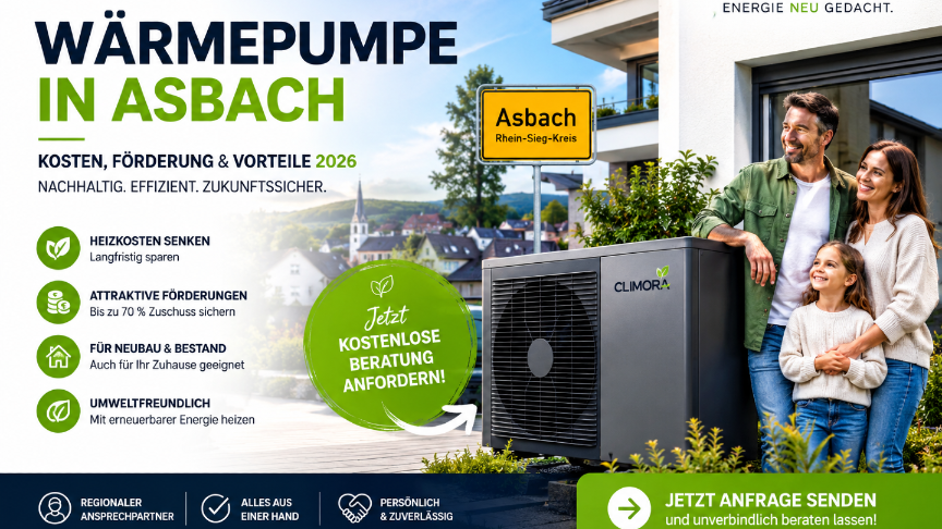 Moderne Wärmepumpe in Asbach: Heizkosten senken und von Förderungen profitieren