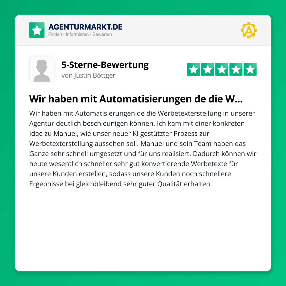 Die Marketing-Agentur EGROMA ist eine der vielen Agenturen, welcher wir bei diesem Schritt erfolgreich unterstützt haben.