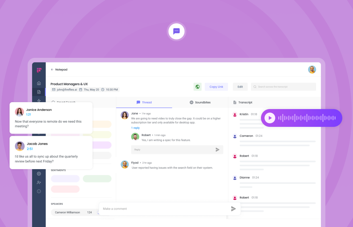 Fireflies.ai gehört zu den führenden AI-Notetakern für Video-Calls