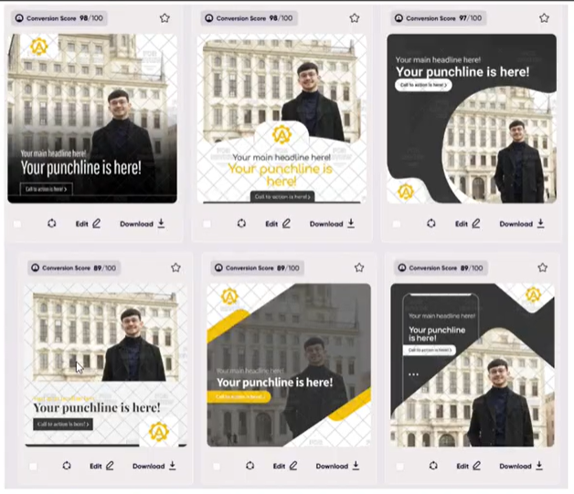 Creative.ai kann Banner aus dem Nichts generieren, du musst nur im Vorfeld ein paar Infos zu deinem Offer hinterlegen.