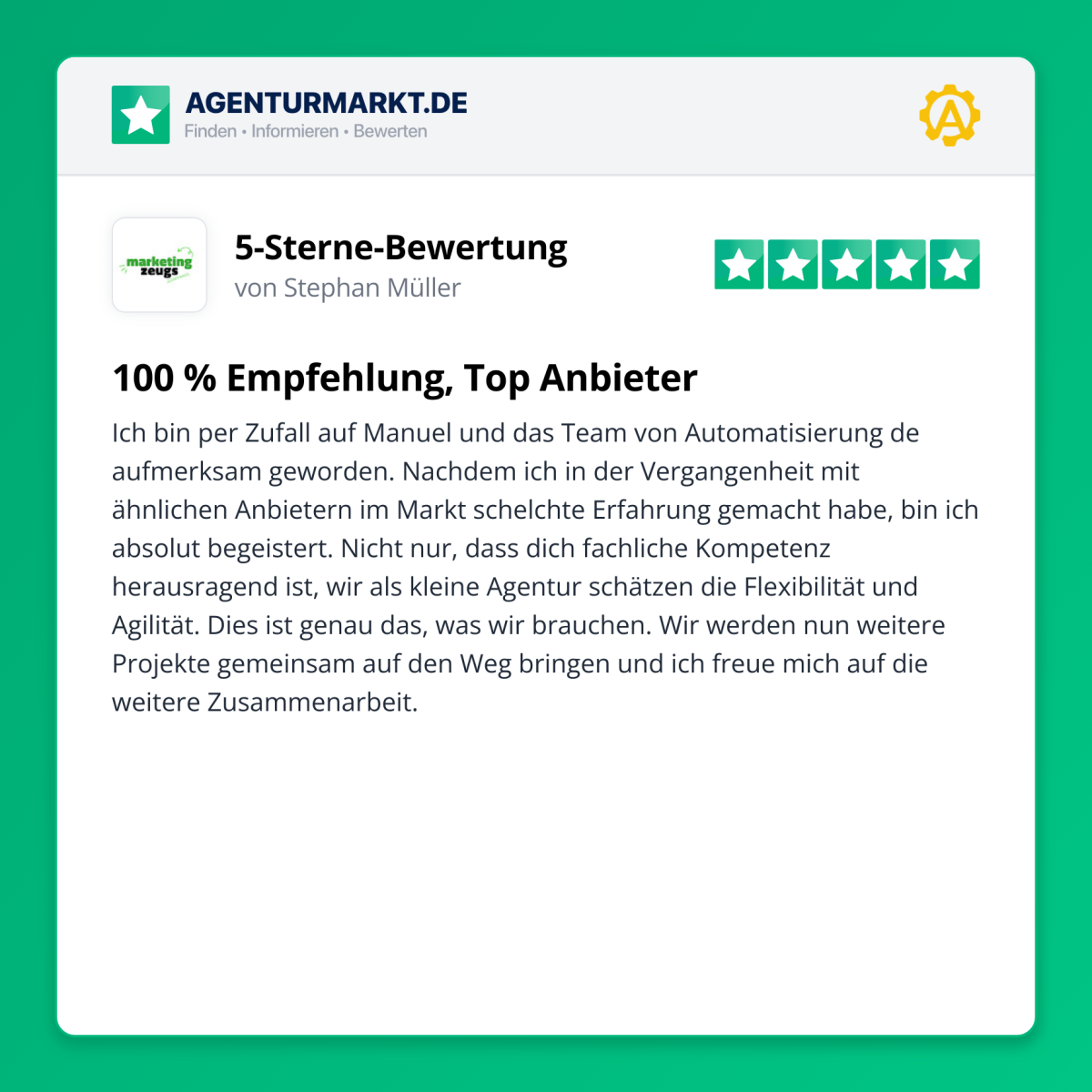 Kundenerfahrung von marketingzeugs.de