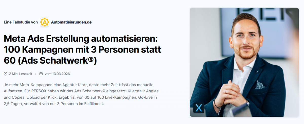 Ein Mann präsentiert die Möglichkeiten, Meta Ads zu automatisieren.