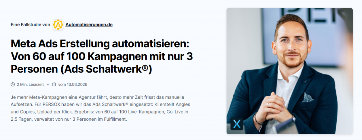 Person erläutert die Meta Ads Automatisierung für 100 Kampagnen.