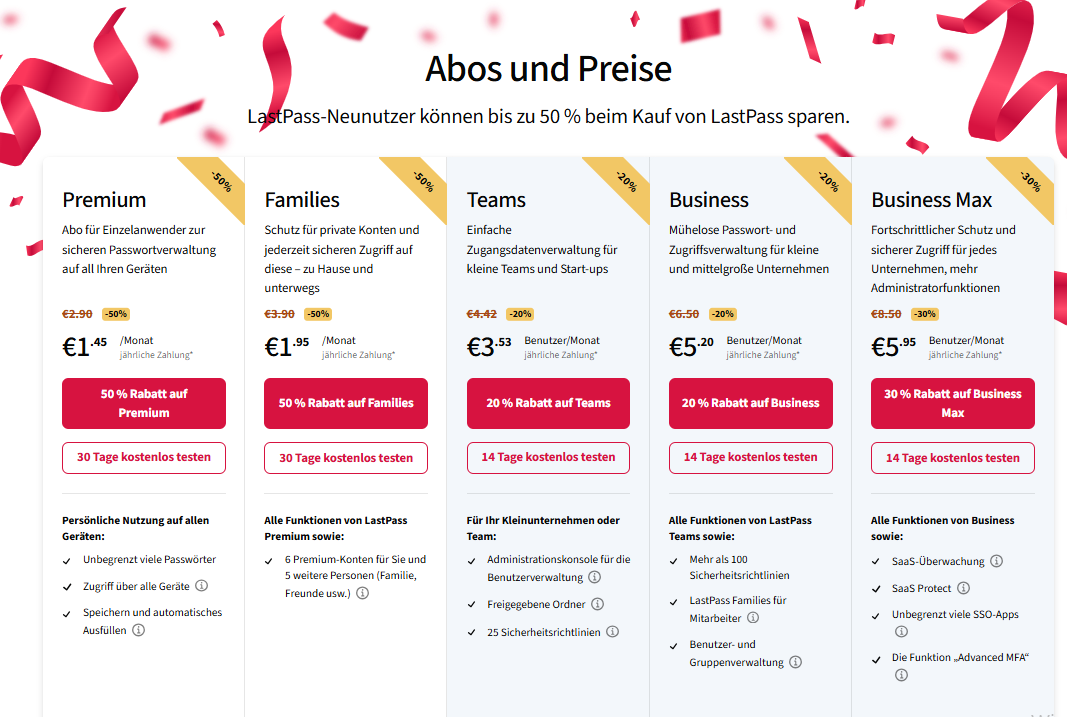 Ende November 2025 gibt bei Lastpass attraktive Black Friday Deals. Doch auch zu Normalkonditionen sind die Preise absolut fair.