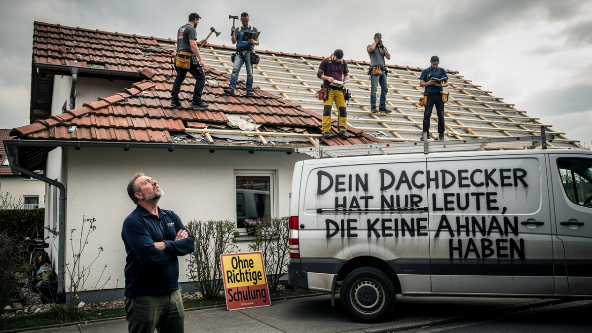 Auf deinem Dach arbeitet keine Fachkraft vom Dachdecker
