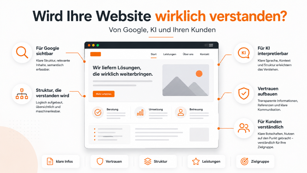 Grafik über die Anforderungen, damit eine Website wirklich verstanden wird.