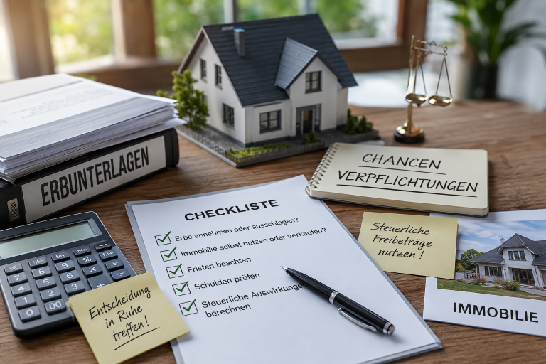 Checkliste und Unterlagen zum Thema Haus in Weiden geerbt.