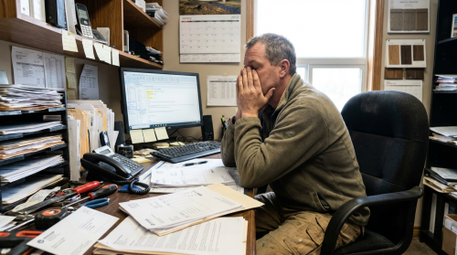 Überlasteter Inhaber eines Handwerksbetriebs